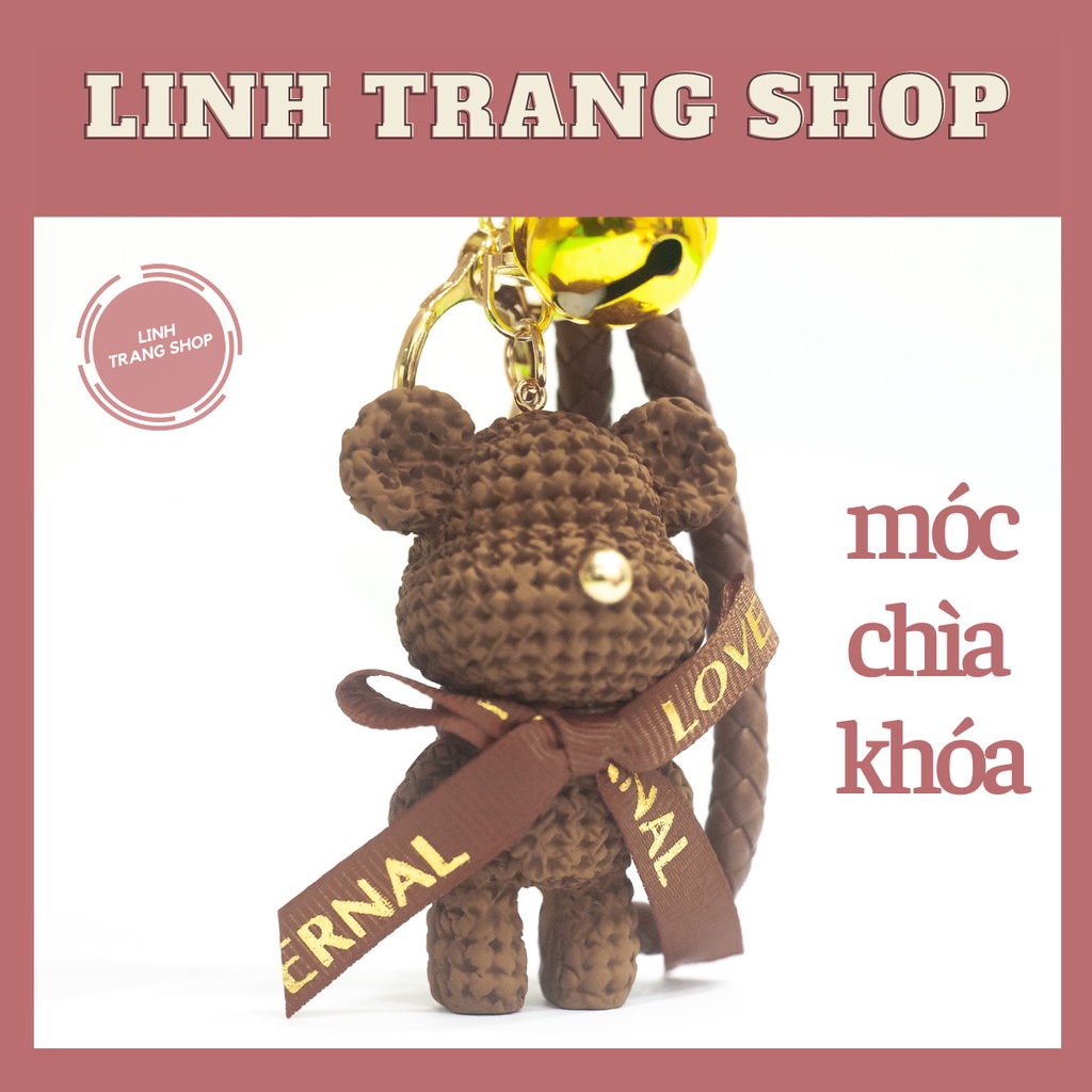 Móc Chìa Khoá Gấu Thắt Nơ Cute, Móc Khoá Keychain Hình Gấu Dễ Thương