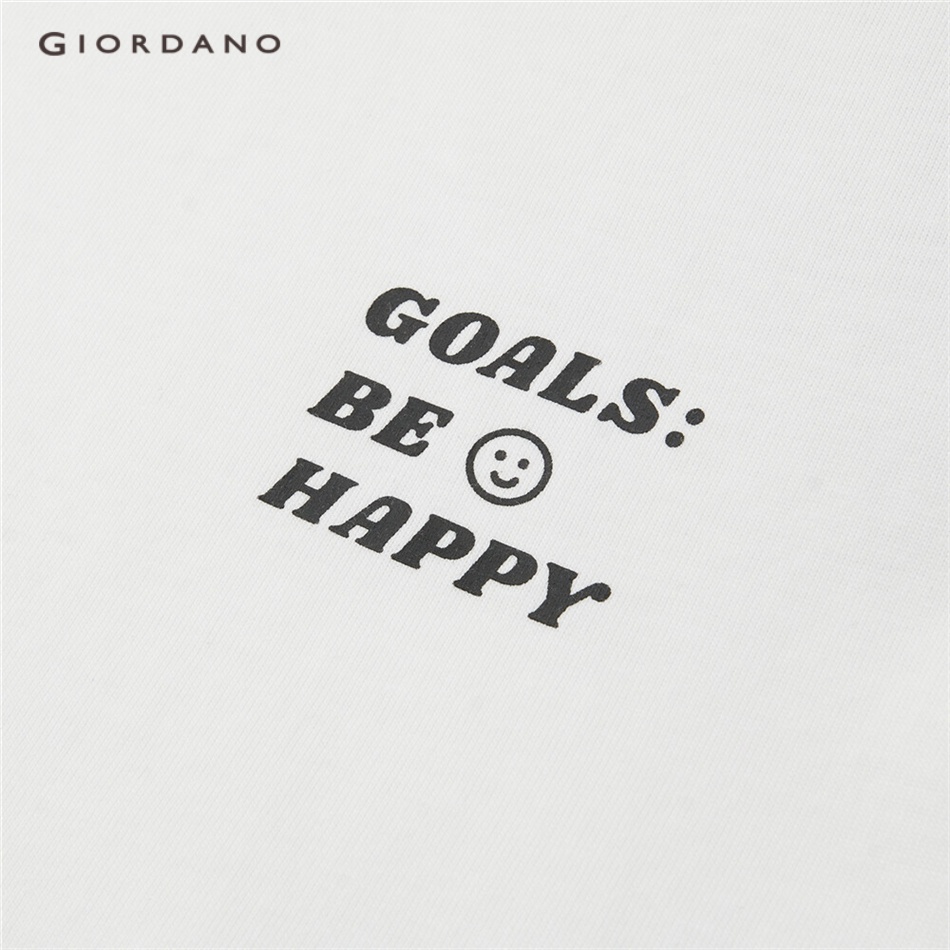 Áo thun GIORDANO 13322750 tay dài cổ tròn màu tương phản cá tính phối hình chữ A giản dị cao cấp thường ngày cho nữ