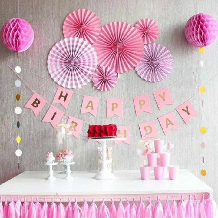 Quạt giấy trang trí sinh nhật thôi nôi phòng cưới decor treo tường bộ 6 cái HAPPYKID QGTTSN
