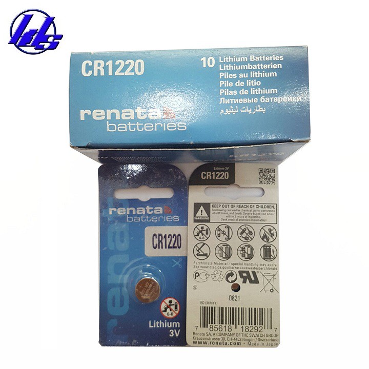 Pin CR1220 Renata lithium 3V chính hãng - Vỉ 1 viên