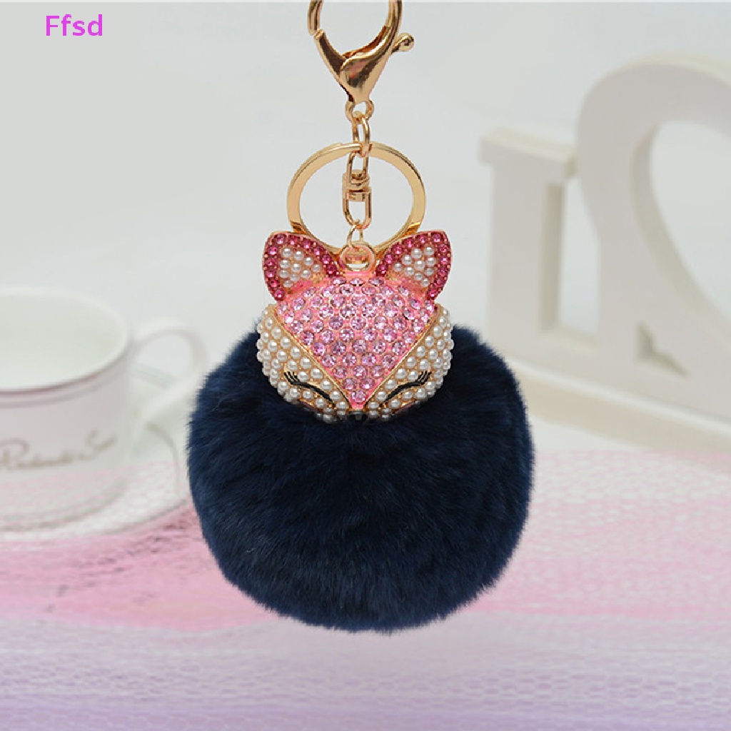 {Ffsd} Móc Khóa Thủ Công Bằng Lông Thỏ Đính Đá Giả Kim Cương Dễ Thương * Hàng Bán Chạy