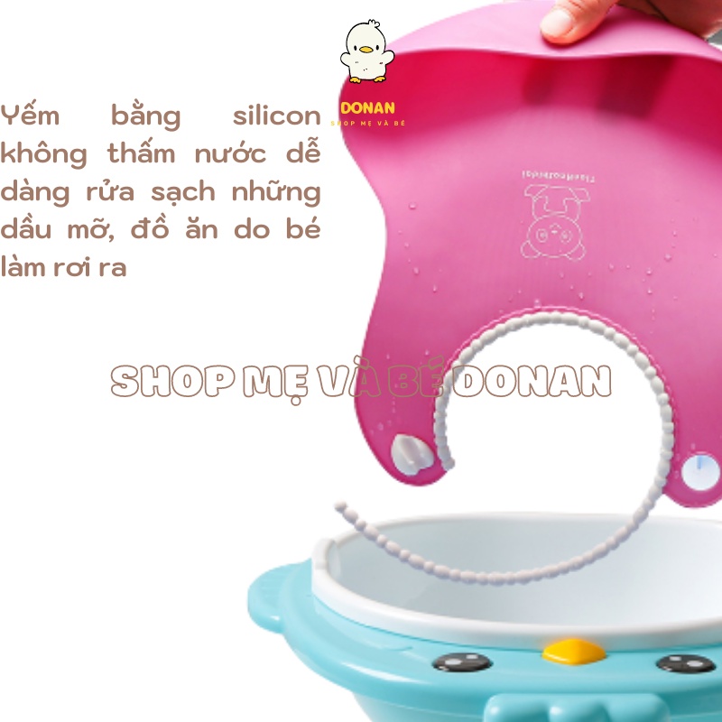 Yếm Ăn Dặm Cho Bé 🥑Shop Mẹ Và Bé Donan🥑 Yếm Ăn Dặm Silicon Có Máng Cho Bé