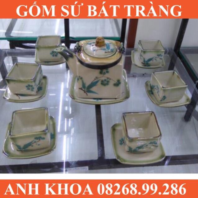 Ấm chén vuông Bát Tràng - Gốm sứ Bát Tràng Anh Khoa