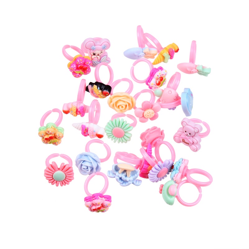 Set 10 Nhẫn Hình Công Chúa Hoạt Hình Màu Kẹo Phong Cách Nhật Bản Cá Tính Dành Cho Bé