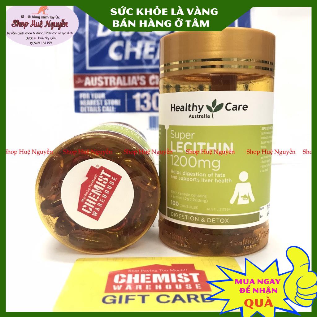 Mầm đậu nành Healthy Care Super lecithin 1200mg của Úc - 100 viên, tăng vòng một, đẹp da, cân bằng nội tiết tố