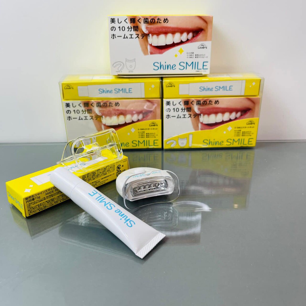 Bột Kit làm trắng răng Shine Smile Nội Địa Nhật [Tặng Gel làm trắng &amp; Khuôn]