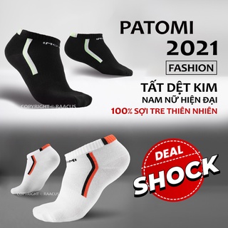 Tất nam nữ cổ ngắn kháng khuẩn-khử mùi thời trang PATOMI, vớ nam nữ thấp cổ cotton cao cấp- HT064
