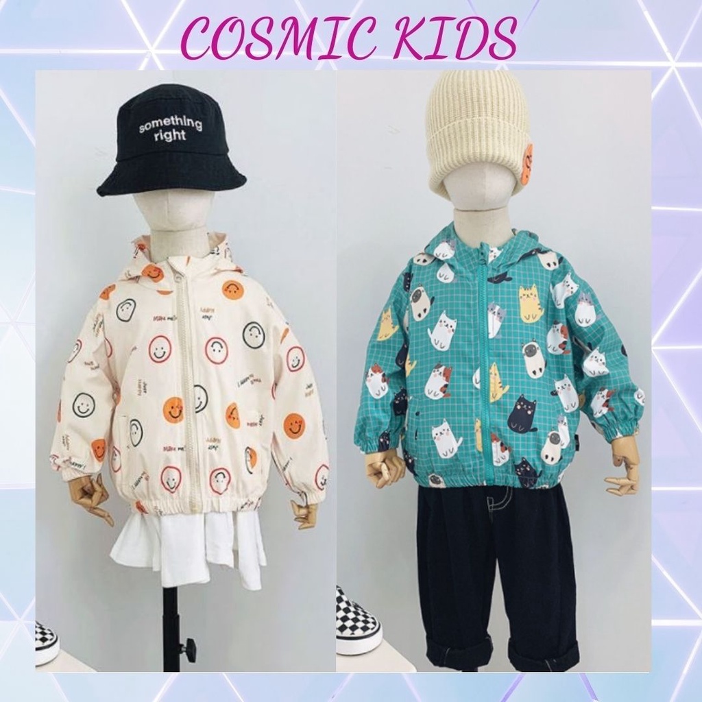 👌Cao cấp:Áo khoác gió mềm lót poly cho bé trai bé gái-Áo khoác gió 2 lớp cho bé-Áo khoác phong cách Hàn Quốc