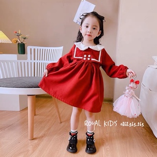 Váy bé gái nhung tăm cổ sen royal kids