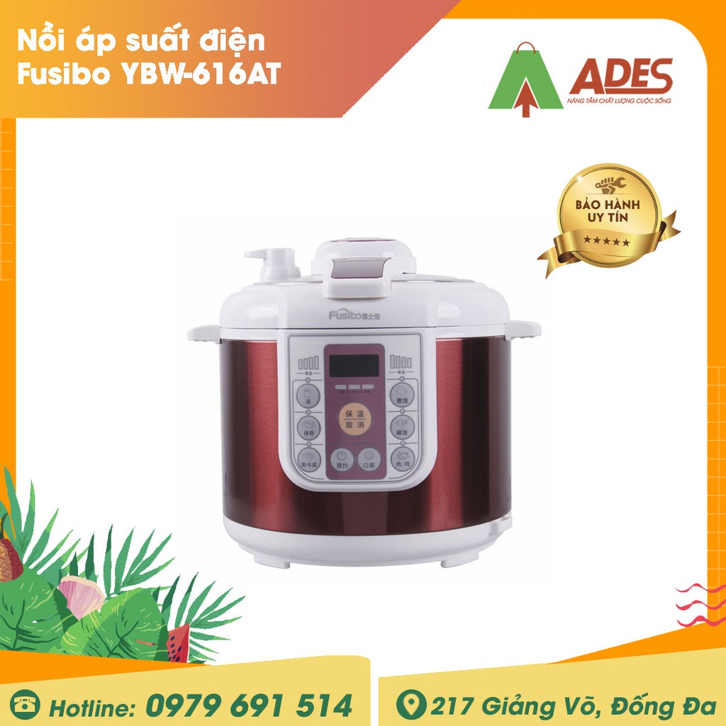 [Mã 154ELSALE2 giảm 7% đơn 300K] Nồi áp suất điện Fusibo YBW-616AT | Chính Hãng, Giá Rẻ