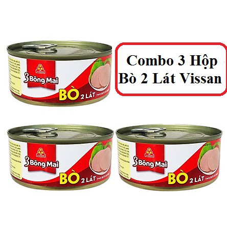 Combo 3 Hộp Thịt Hộp Bò 2 Lát - Vissan 150g