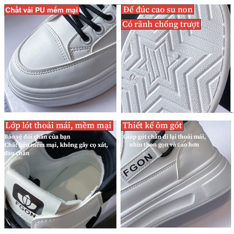 Giày cao cổ nữ Albino Store, giầy thể thao nữ cổ cao, giày ulzzang, giầy Sneaker màu trắng đen, sneakers, độn đế K6620
