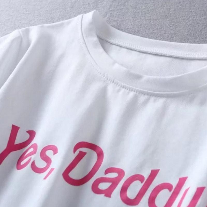 Áo thun nữ tay ngắn có in chữ Yes Daddy thời trang cá tính áo rút áo tiểu thư áo bigsize sơmi nữ áo sơmi nữ áo lụa