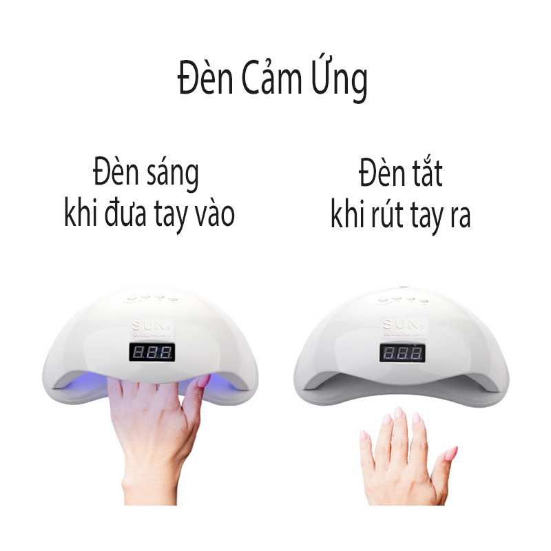 Máy hơ gel sun 5 48w chữ nổi cảm ứng tia UV chính hãng đế dày, đèn led bền có bảo hành