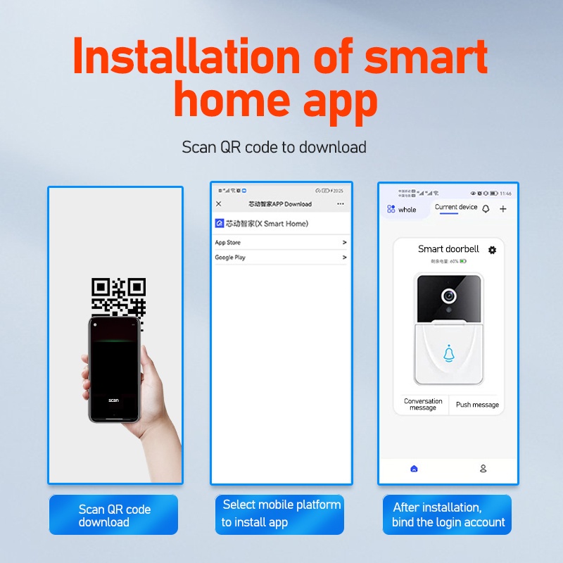 Chuông Cửa Không Dây Thông Minh HD Chống Nước Có Thể Nhìn Đêm X9 Dành Cho Nhà Cửa / Văn Phòng