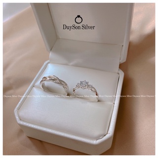 Nhẫn đôi bạc nam nữ duyson silver, nhẫn cặp bạc 925 đính đá cao cấp - love knot couple rings