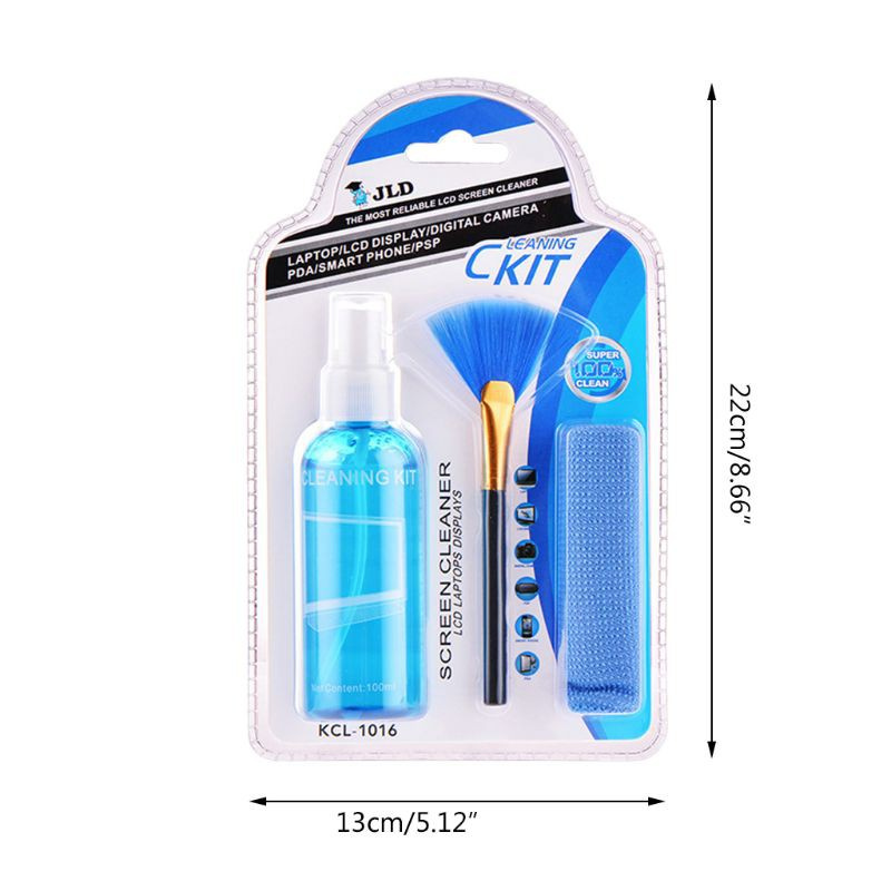 Set chai xịt + cọ + vải lau tiện dụng cho vệ sinh màn hình laptop/điện thoại/Ipad/mắt kính/ống kính