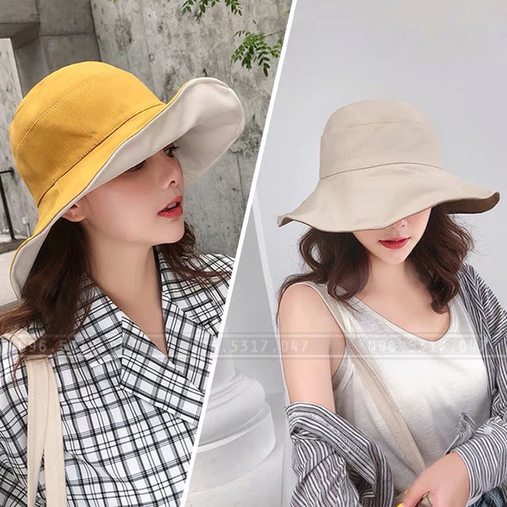 Nón Mũ Rộng Vành Chống Nắng Nữ Thời Trang Xuất, Vải Poly Cotton Thoáng Mát, Mũ Nón Đi Biển Mùa Hè Che Nắng Siêu Xinh