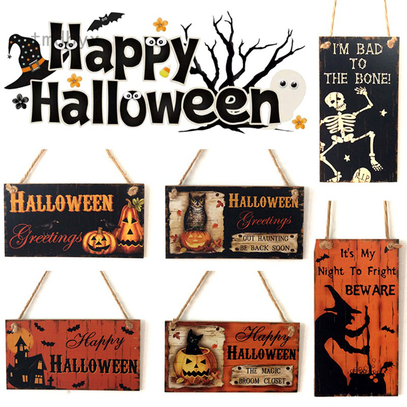 Tmdbyx Bảng Gỗ In Chữ Welcome Treo Cửa Trang Trí Halloween