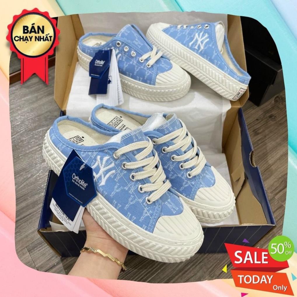 Giày thể thao sục mlb ny xanh nhạt , giày dép sneaker nữ kiểu dáng lười , đạp gót bản đẹp full box | BigBuy360 - bigbuy360.vn