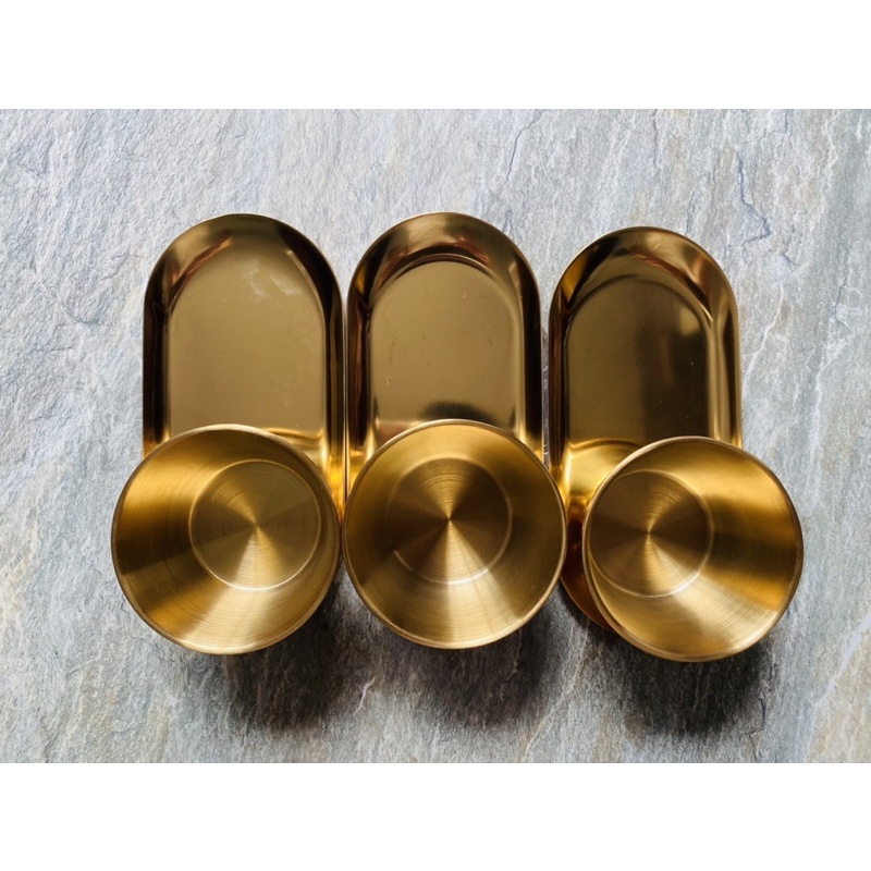 Bộ khay inox mạ vàng, khay spa - lucy store thiết bị vật tư spa