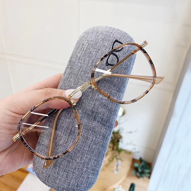 Mắt Kính Gọng Kim Loại Tròn Chống Bức Xạ Máy Tính Phong Cách Hàn Quốc Cho Nam Và Nữ