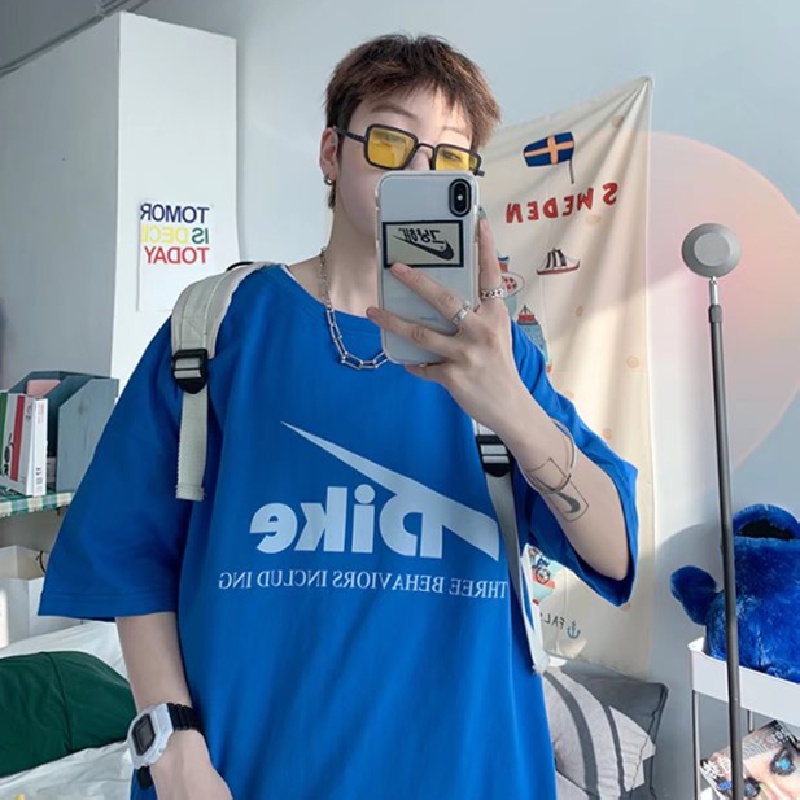 Áo Thun Nam Tay Ngắn Dáng Rộng In Chữ Phong Cách Hàn Quốc Thời Trang Mùa Hè Thoải Mái Cỡ M-8XL