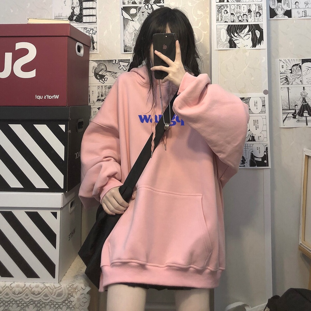 Áo Hoodie Tay Dài Dáng Rộng In Chữ Phong Cách Hàn Quốc Thời Trang Thu Đông Mới Cho Nam Và Nữ