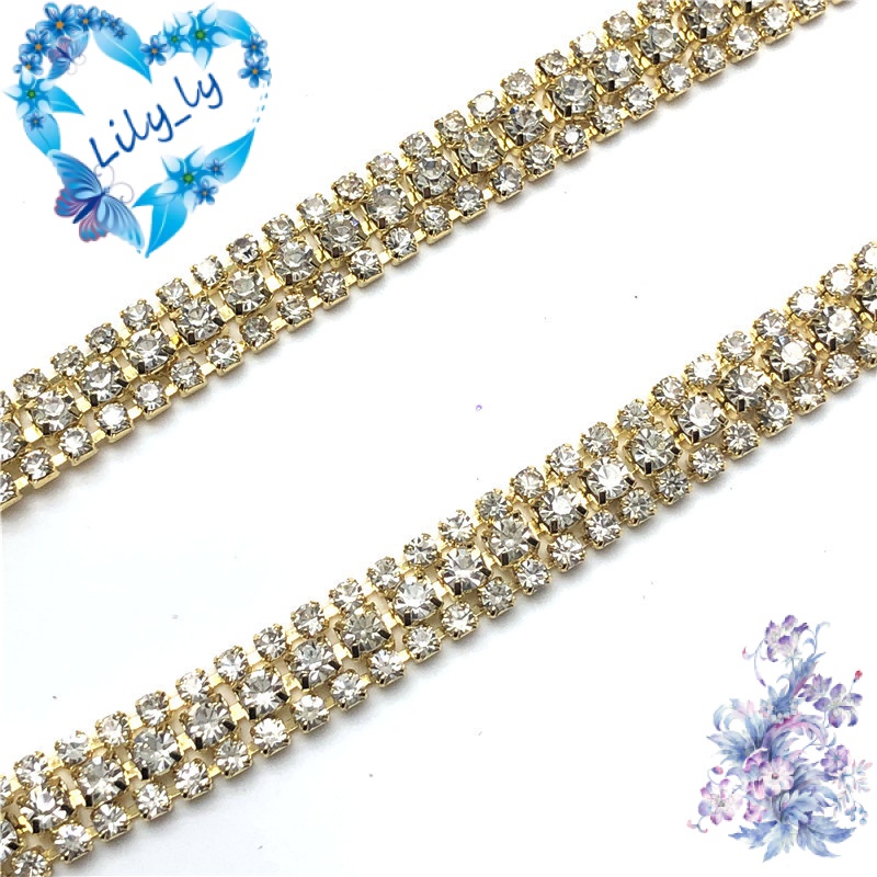 2068080 Bán Trực Tiếp Từ Nhà Máy Chuỗi Xích Kim Cương Giả Ba Hàng Xích Trang Trí Quần Áo Hàn