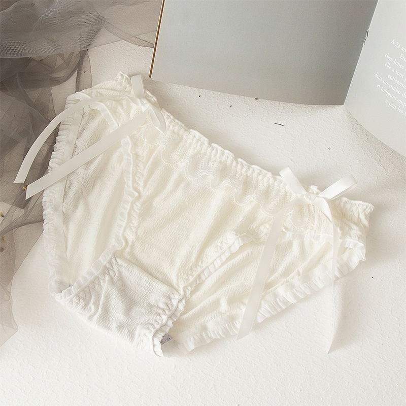 Quần Lót Cotton Phối Ren Nhún Bèo Co Dãn Thoải Mái Xinh Xắn Cho Nữ DAN L&amp;U 1688