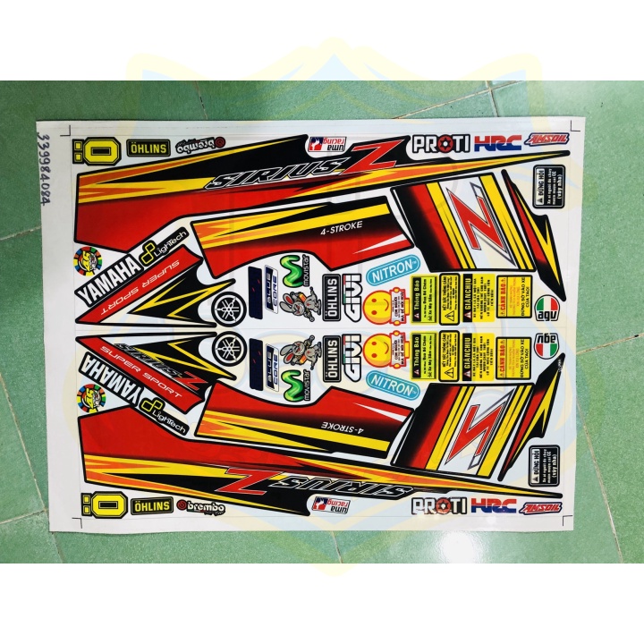 ( Quí khách vui lòng mang ra tiệm cho thợ dán ) Tem SIRIUS SPARK Z ĐỎ ĐEN