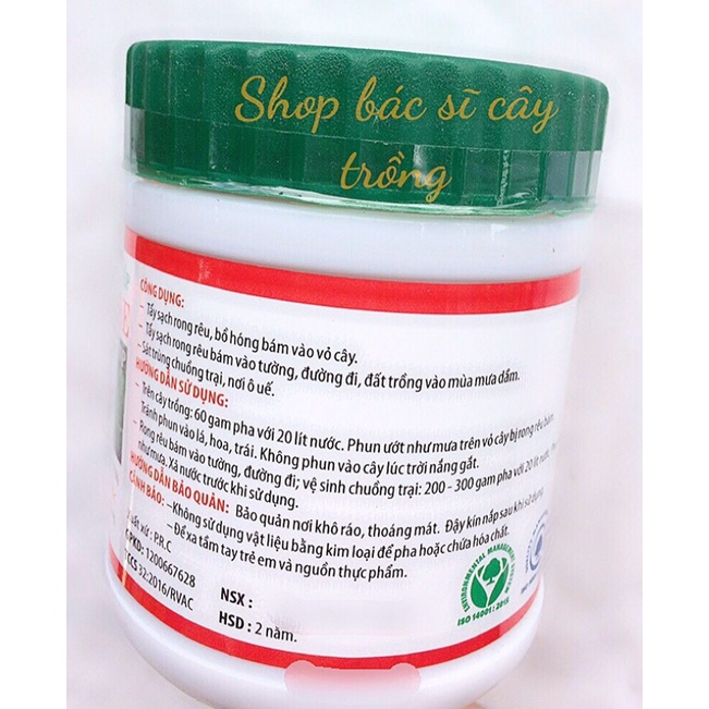 Thuốc tẩy sạch rong rêu trên cây trồng - sân gạch- tường nhà đóng rong rêu và xát khuẩn chuồng trại rất hiệu quả