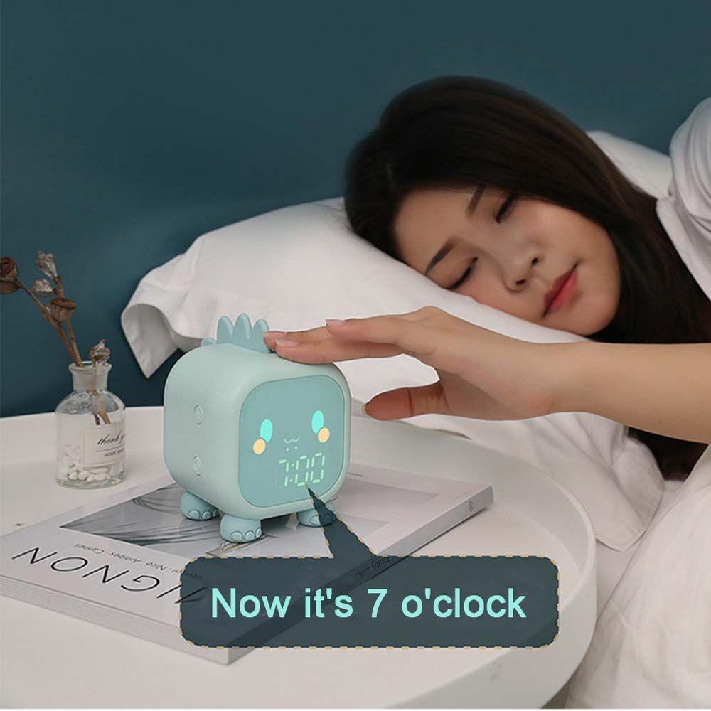 Đồng Hồ Báo Thức Điện Tử Để Bàn Hình Khủng Long Dễ Thương Điều Khiển Âm Thanh Đa Năng