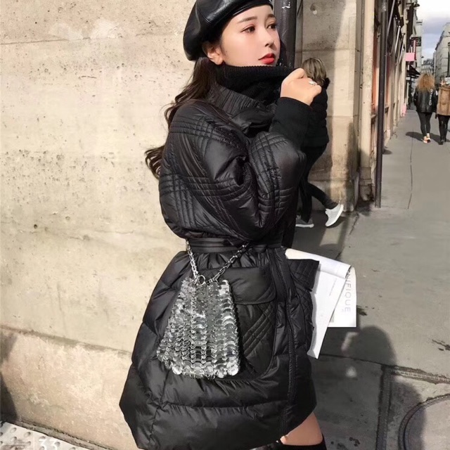 Áo Phao lông vũ thắt eo