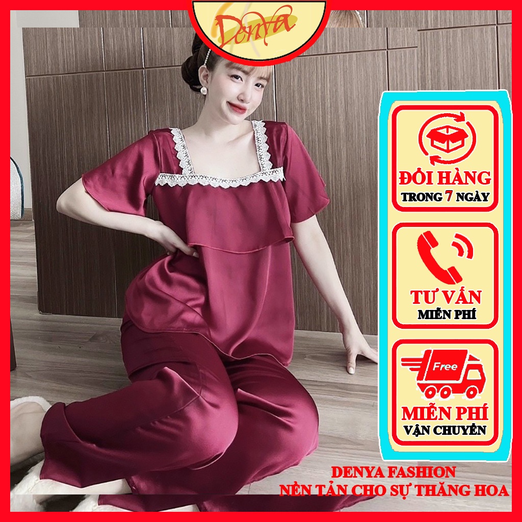 Đồ bộ dễ thương DenYa dạng quần dài, chất satin, kiểu dáng nữ tính quyến rủ mà không kém phần sang trọng, DB20