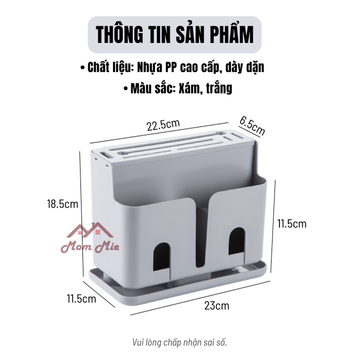 [MỚI] [Nhựa PP dày, cao cấp] Ống đựng dao, đũa, muỗng có khay hứng nước tháo rời, thiết kế hiện đại, tiện ích - I019