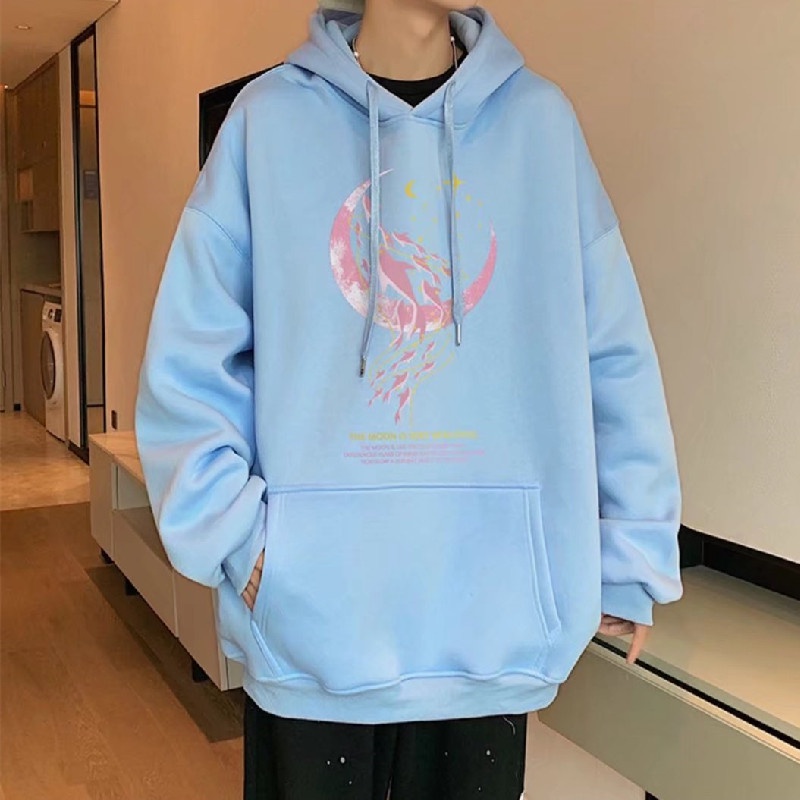 Áo Hoodie Thể Thao Dáng Rộng In Họa Tiết Hoạt Hình Phong Cách Hip Hop Hàn Quốc Thời Trang Cho Nam Cỡ M-5XL