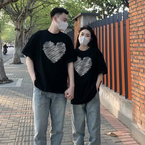 Áo Thun Cổ Tròn Ngắn Tay Dáng Rộng Phong Cách Hàn Quốc Giản Dị Dễ Phối Đồ Dành Cho Cặp Đôi 3XL