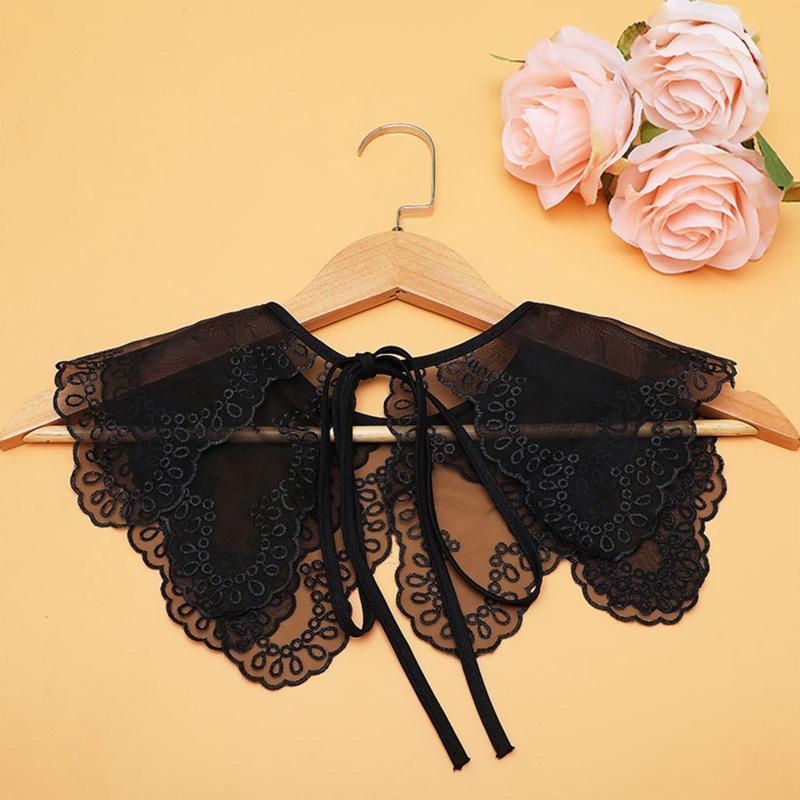 Khăn Choàng Cổ Hai Lớp Phối Ren Thắt Nơ Có Thể Tháo Rời Cho Nữ