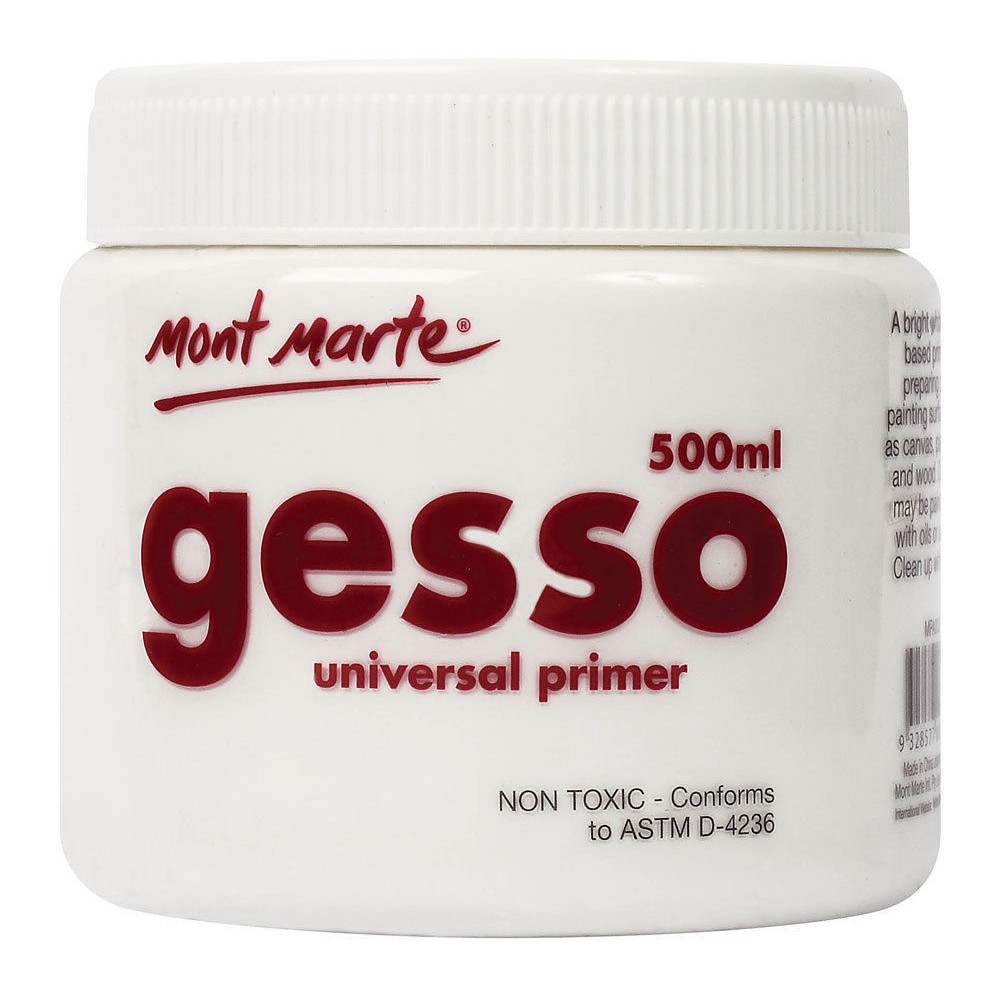 [Lộc's Art Store]Gesso Mont Marte 500ml tạo lớp lót trên canvas/khung bố vẽ acrylic,sơn dầu