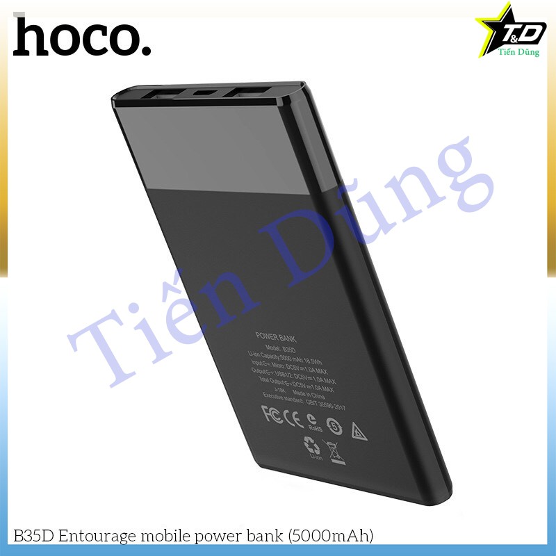 Pin sạc dự phòng Hoco B35D dòng nhỏ dung lượng 5.000mAh có 2 cổng ra USB