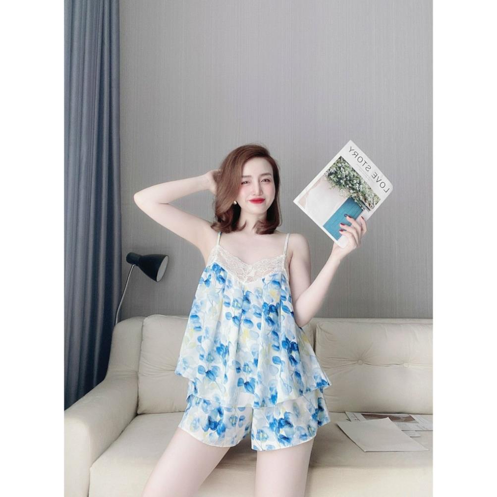 Đồ Bộ Mặc Nhà Nữ COLAU, Bộ Ngủ 2 dây Sexy Lụa Phối Ren Cao Cấp Mềm Mại Dưới 65kg Quần Cọc Đùi Ngắn Nhiều Họa Tiết | BigBuy360 - bigbuy360.vn