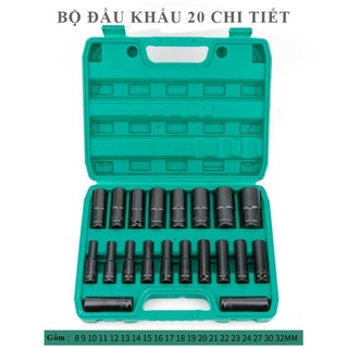 Bộ 20 Đầu Khẩu-Đầu Tuýp 1/2 Dài Dùng Cho Máy Siết Bulong