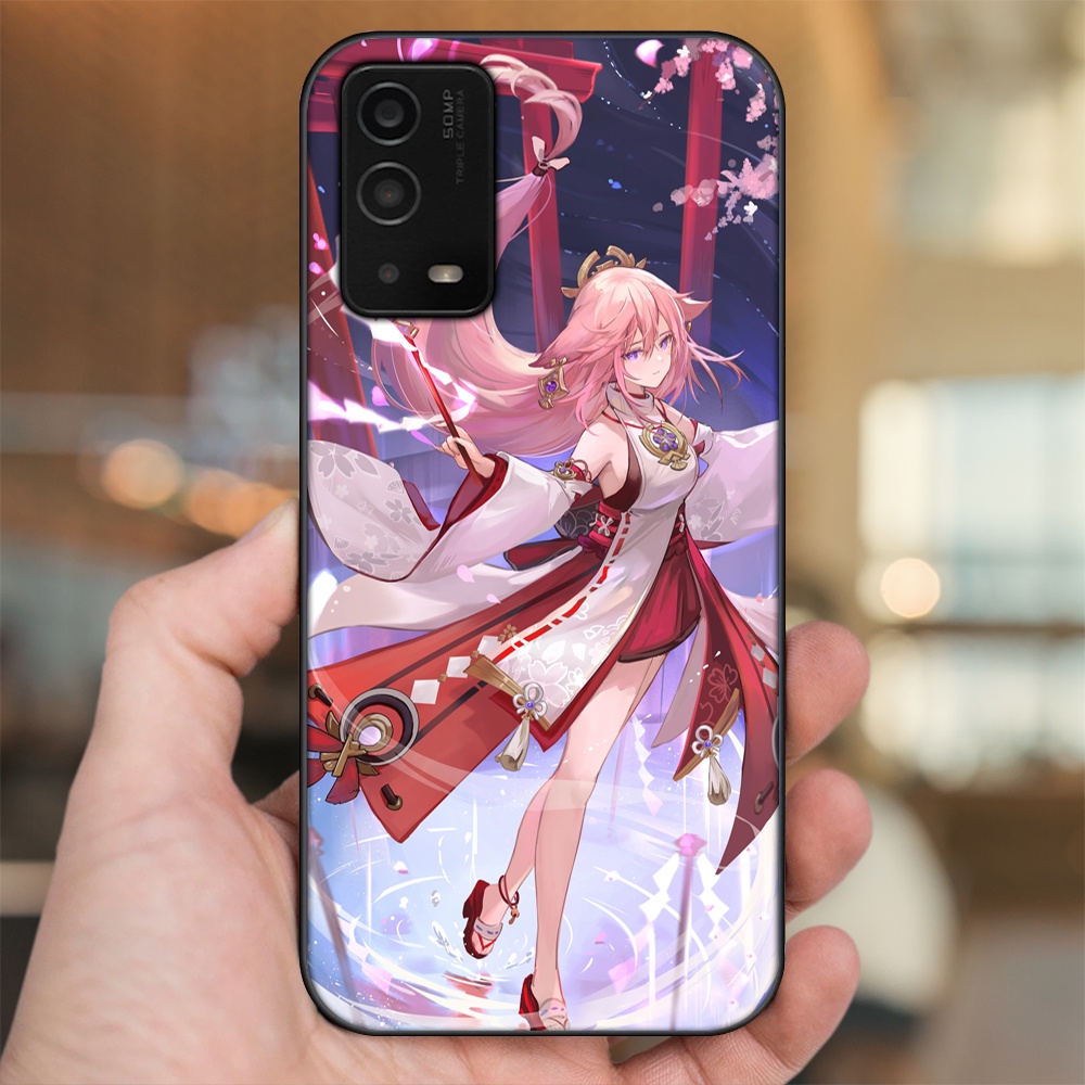 Ốp lưng Oppo A55 4G, A55 5G viền đen in hình Yae Miko Genshin Impact