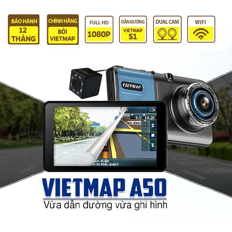 NHẬP MÃ: TONG666 GIAM 200K] Camera hành trình vietmap a50-cảnh báo giới hạn tốc độ bằng giọng nóiẫn đường phần mềm