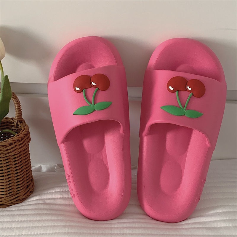 Dép Đi Trong Nhà Chống Thấm Nước Họa Tiết Cherry Dễ Thương Cho Nữ