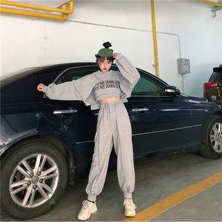Order set thể thao cực chất áo croptop 2 mảnh + quần jogger
