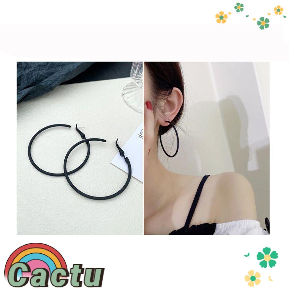 Khuyên Tai Dáng Thả Mặt Hình Tròn Lớn Phong Cách Hàn Quốc