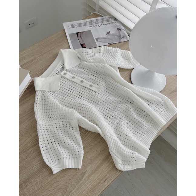 [NEW]ÁO LEN POLO ĐỤC LỖ CỘC TAY HÀNG QUẢNG CHÂU