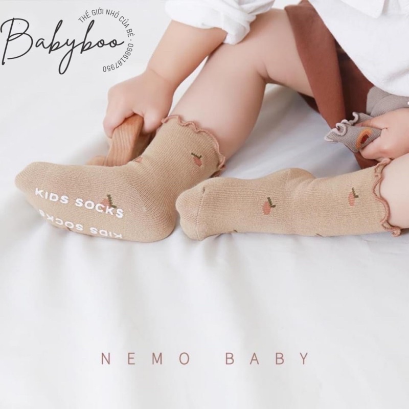 Tất cổ cao hoa vintage phong cách Hàn Quốc 0-12m set 5 đôi [ babyboo]